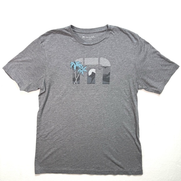 Travis Mathew Men's Palm Tree TM Logo Tee Shirt Size Large T Shirt Gray Top - Picture 2 of 2